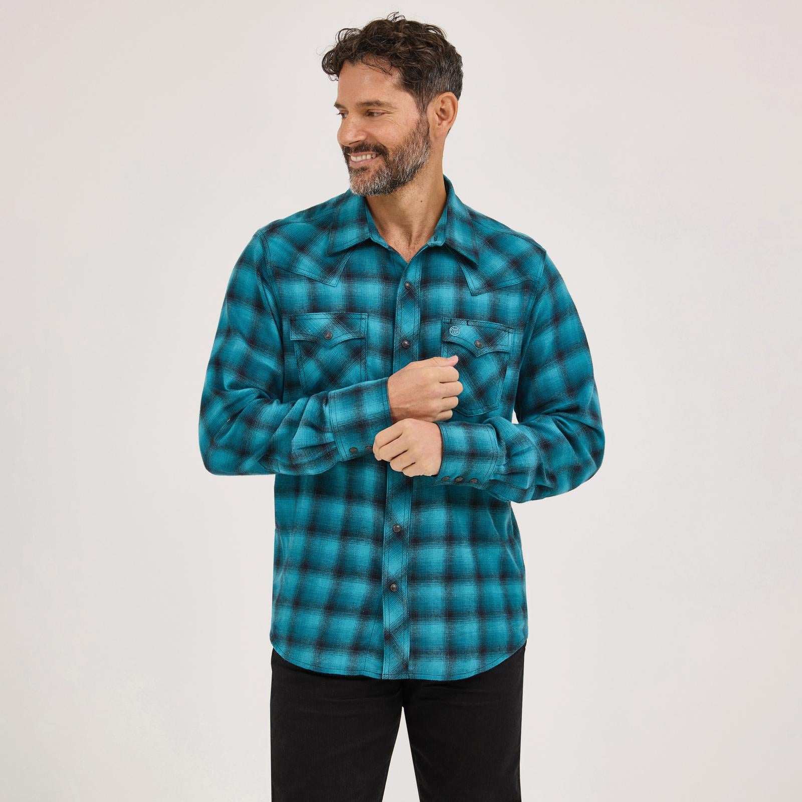 Caleb Teal Wrangler Retro Flannel