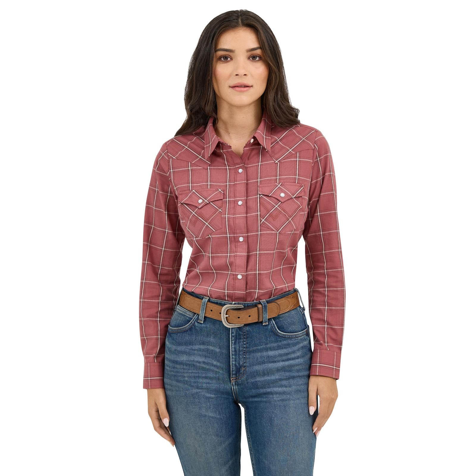 Samantha Wrangler Plaid Pearl Snap