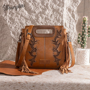 Wrangler Brown Boot Scroll Fringe Tote/Crossbody