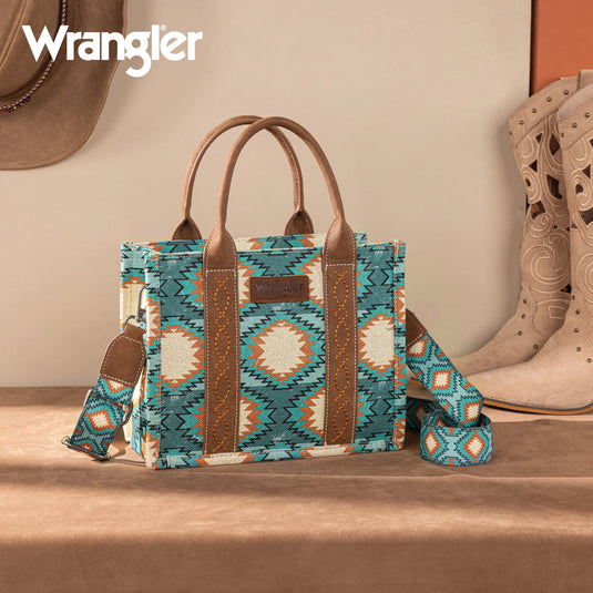 Wrangler Turquoise Aztec distressed Tote/Crossbody