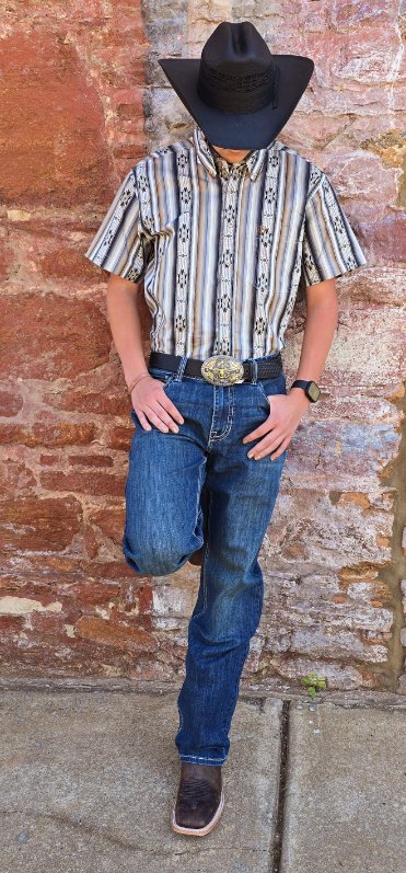 Jase Black Aztec Stripe Short Sleeve