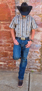 Jase Black Aztec Stripe Short Sleeve