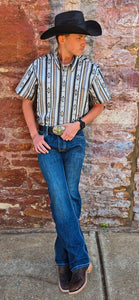 Jase Black Aztec Stripe Short Sleeve