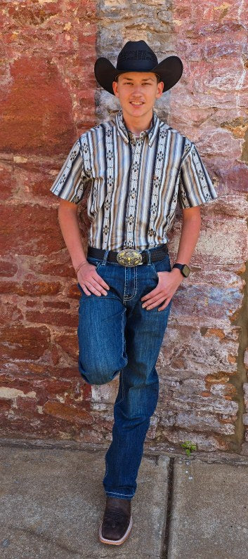 Jase Black Aztec Stripe Short Sleeve