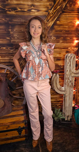 Audrey Wrangler Retro Bailey Peach Bootcut
